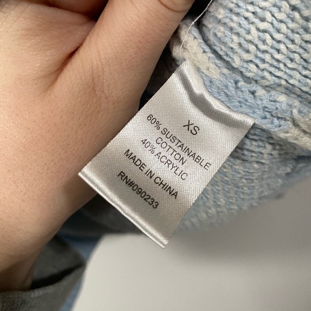 LA Hearts Checker Sweater with Hearts Knit Oversized pastel blue and white XS - Picture 6 of 8